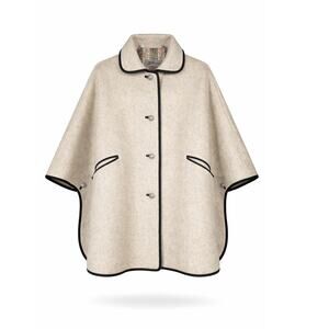 Vintage Austrian Loden Cape Stefan Krivanetz Wool Cape with Contrast Trim